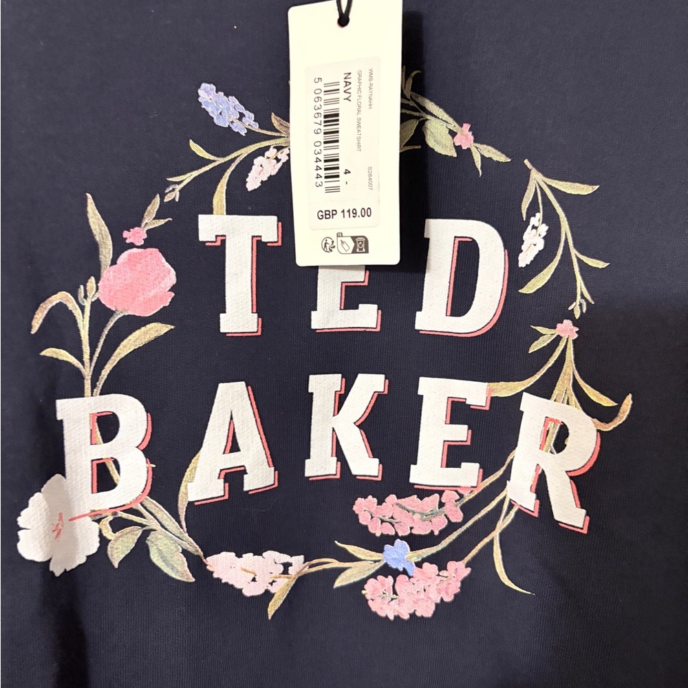 Ted Baker Navy Tee with Floral Logo NWT
